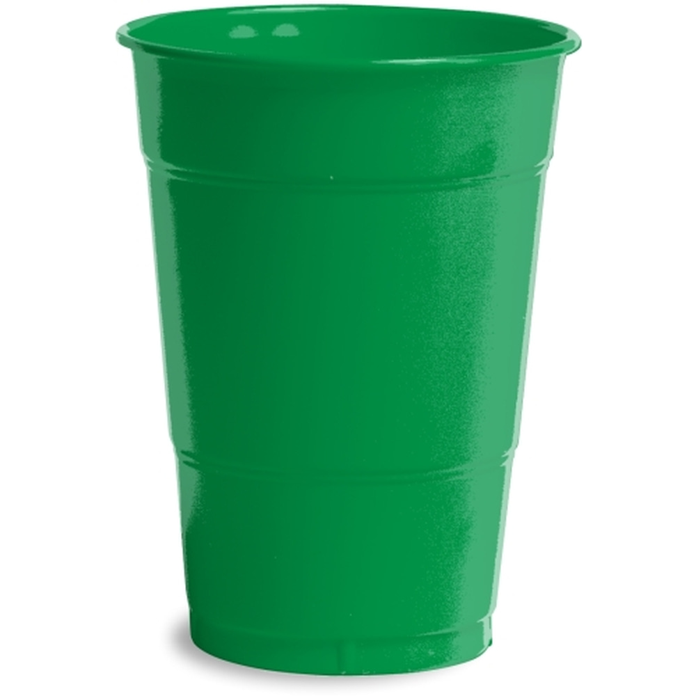 Festive Green Plastic Cups, 16oz, 50ct