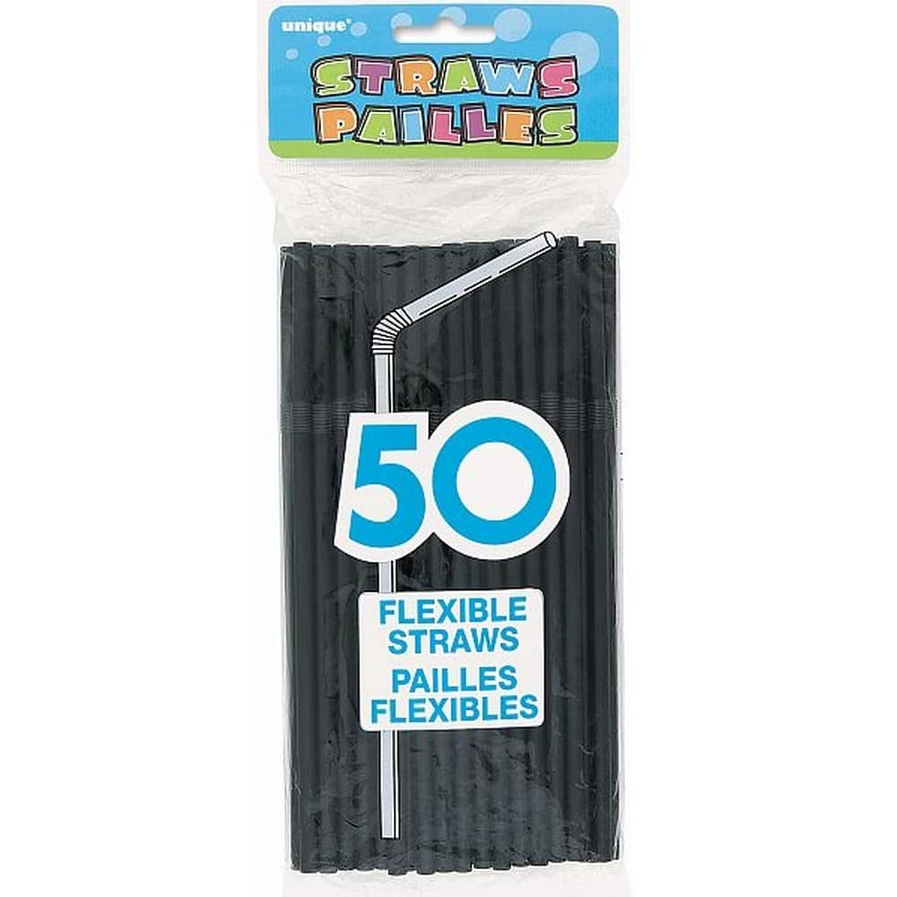 unique Pink Flex Straws - 50ct.